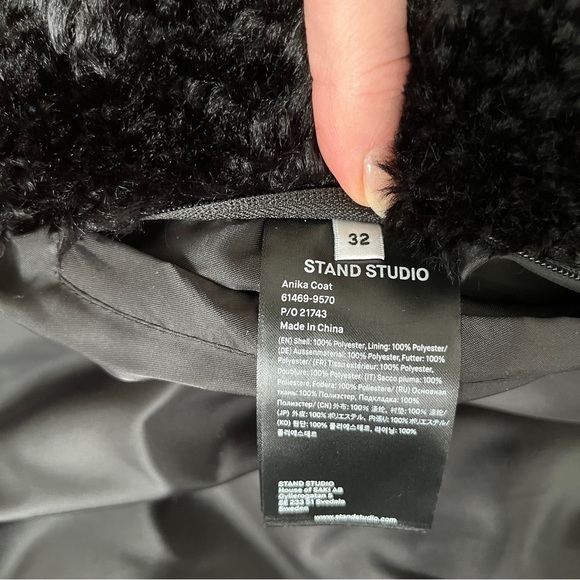 Stand Studio Black Anika Faux-Fur Coat - Picture 6 of 8